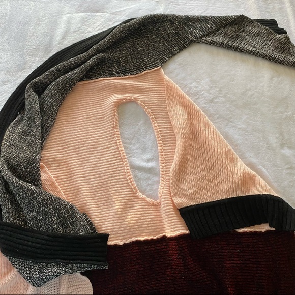 Free People Sleeveless Open Front Cardigan with Scarf Collar - Picture 4 of 5